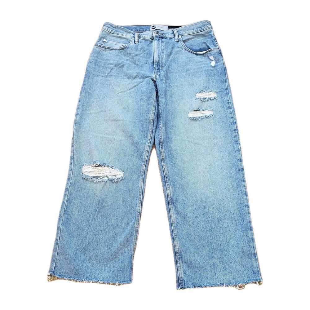 Levi's SilverTab 94' Baggy Sz 35x27 Mens Raw Hem Light Wash Wide Leg Jeans Skate